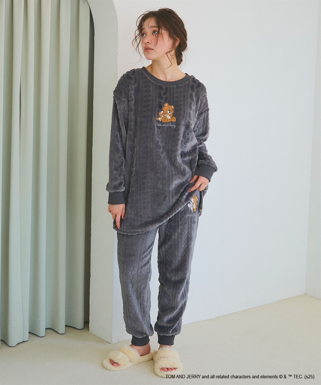 Life Style by cross marche 【TOM and JERRY/トムとジェリー】トムジェリ刺繍ケーブルフリース長袖トップス/ルームウェア（上下別売り）_sub_18