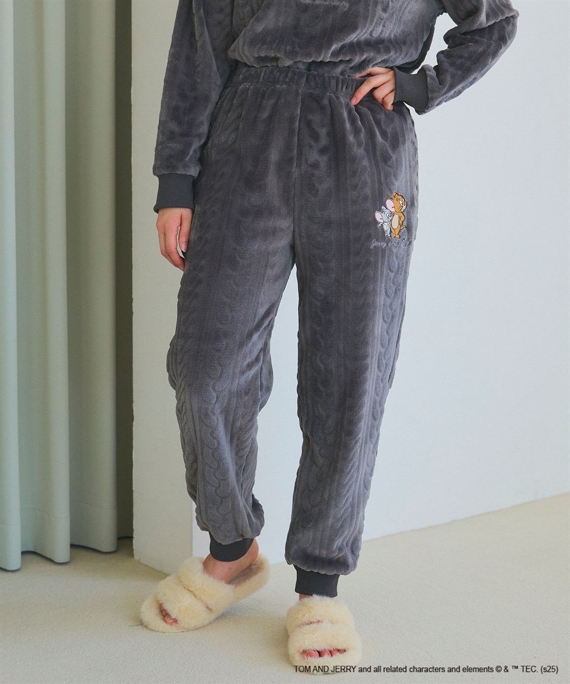 Life Style by cross marche 【TOM and JERRY/トムとジェリー】トムジェリ刺繍ケーブルフリースロングパンツ/ルームウェア（上下別売り）_sub_1