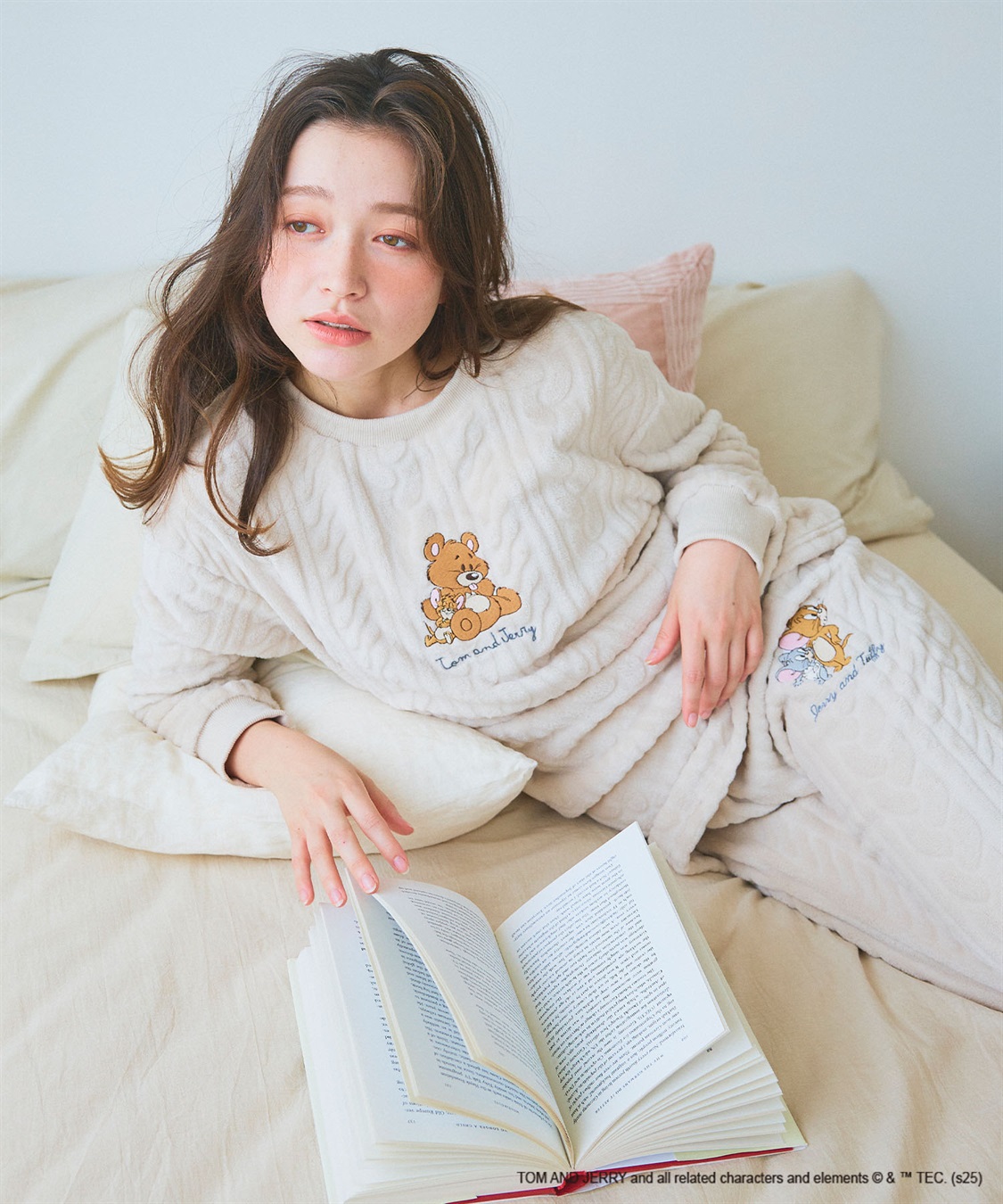 Life Style by cross marche 【TOM and JERRY/トムとジェリー】トムジェリ刺繍ケーブルフリースロングパンツ/ルームウェア（上下別売り）_sub_3