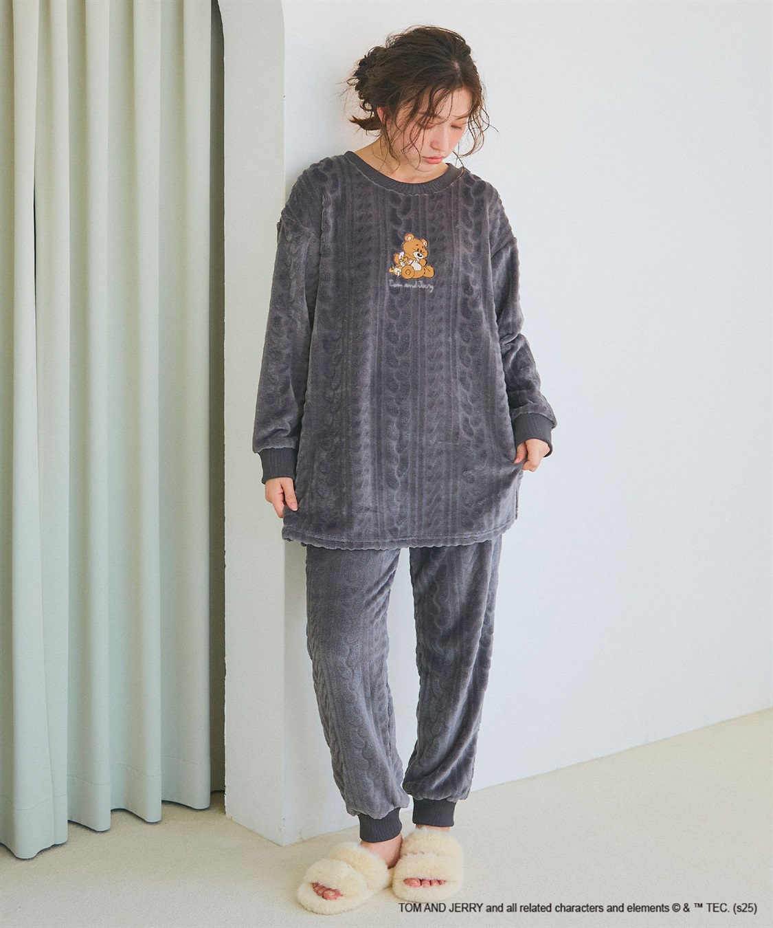 Life Style by cross marche 【TOM and JERRY/トムとジェリー】トムジェリ刺繍ケーブルフリースロングパンツ/ルームウェア（上下別売り）_sub_12