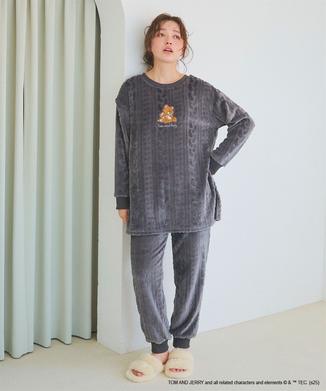Life Style by cross marche 【TOM and JERRY/トムとジェリー】トムジェリ刺繍ケーブルフリースロングパンツ/ルームウェア（上下別売り）_sub_13