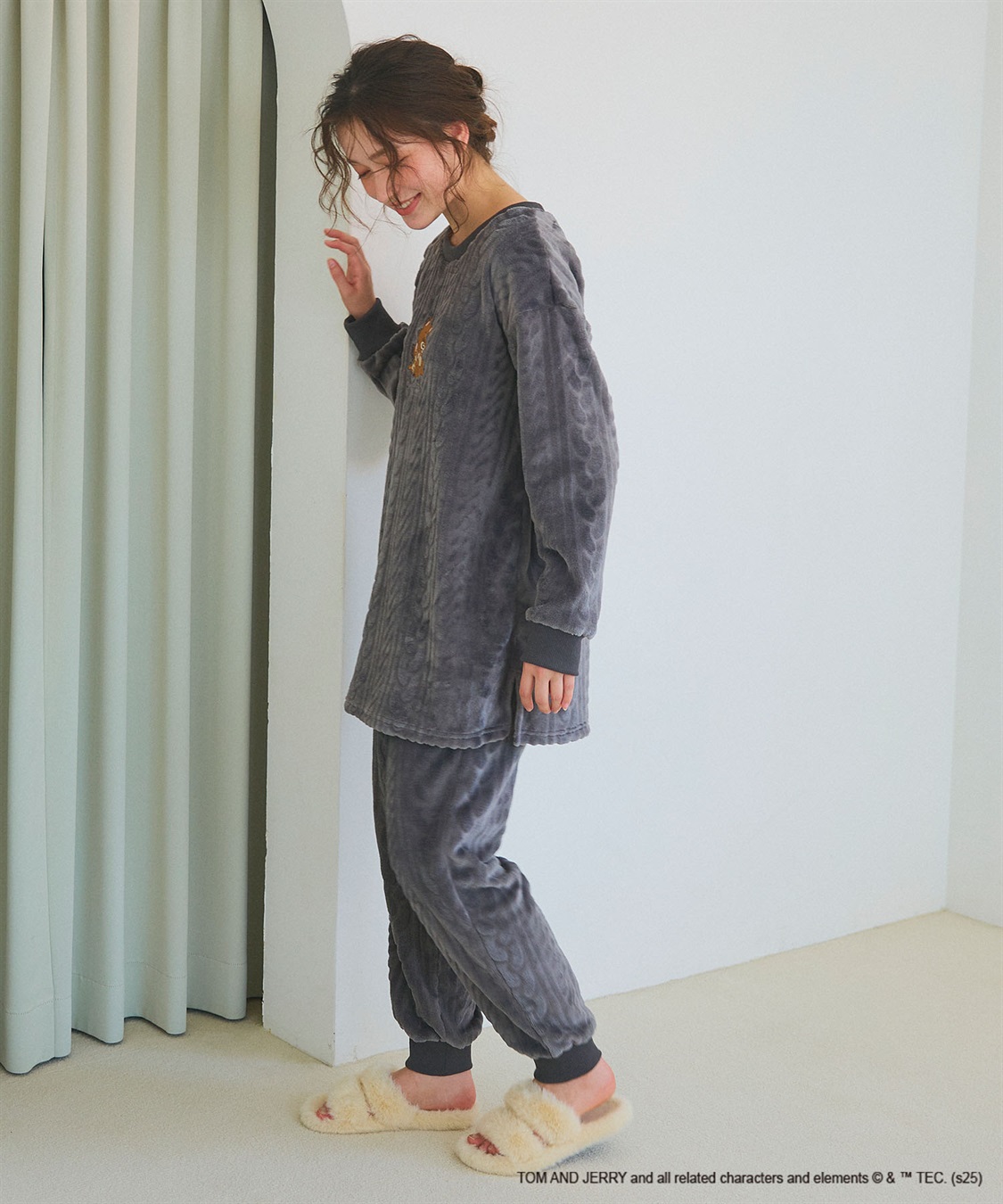 Life Style by cross marche 【TOM and JERRY/トムとジェリー】トムジェリ刺繍ケーブルフリースロングパンツ/ルームウェア（上下別売り）_sub_14