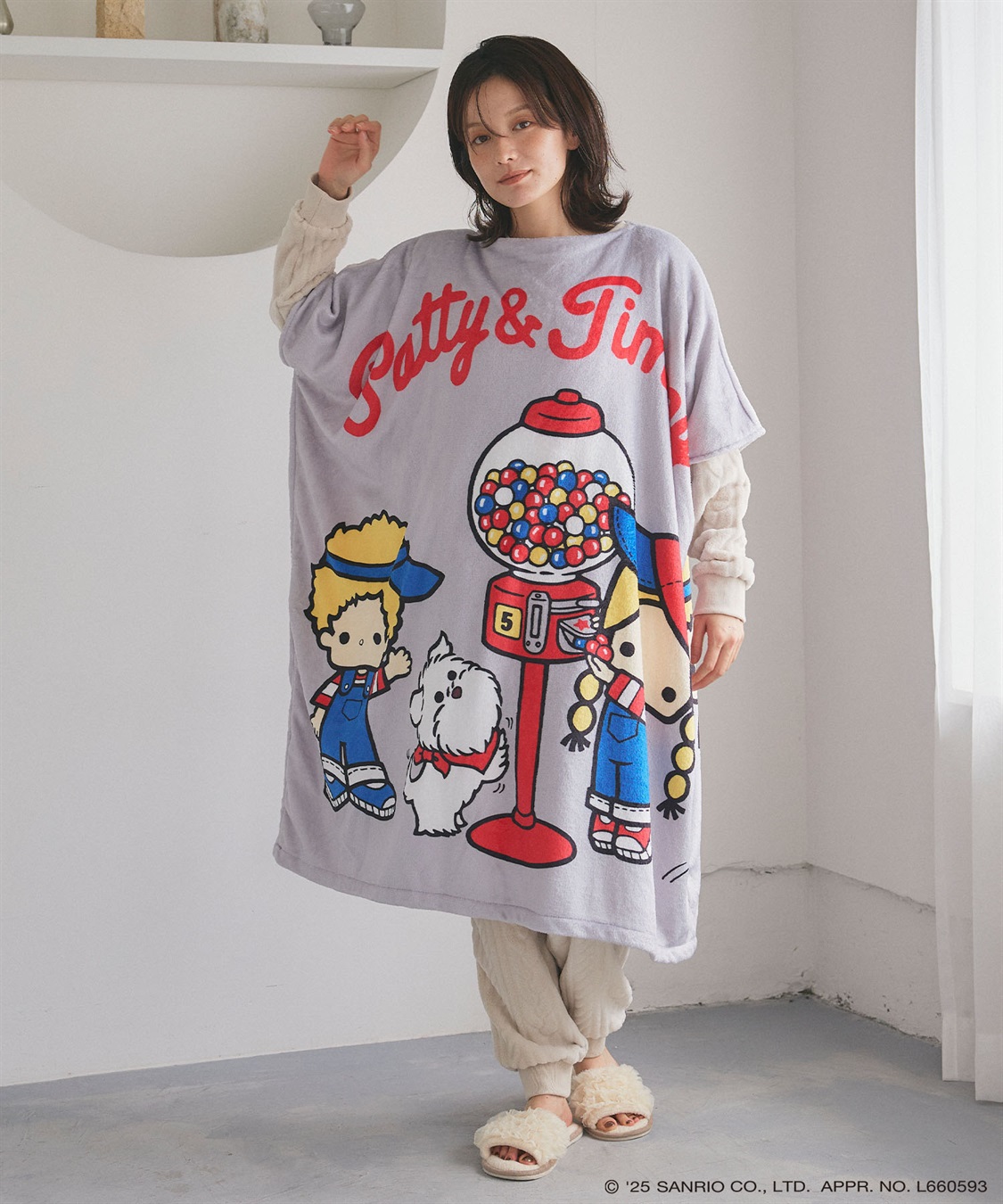 chara station 【sanrio characters】パティ＆ジミープリントあったか着るフリース毛布ウェア《サンリオキャラクターズ》				_sub_17