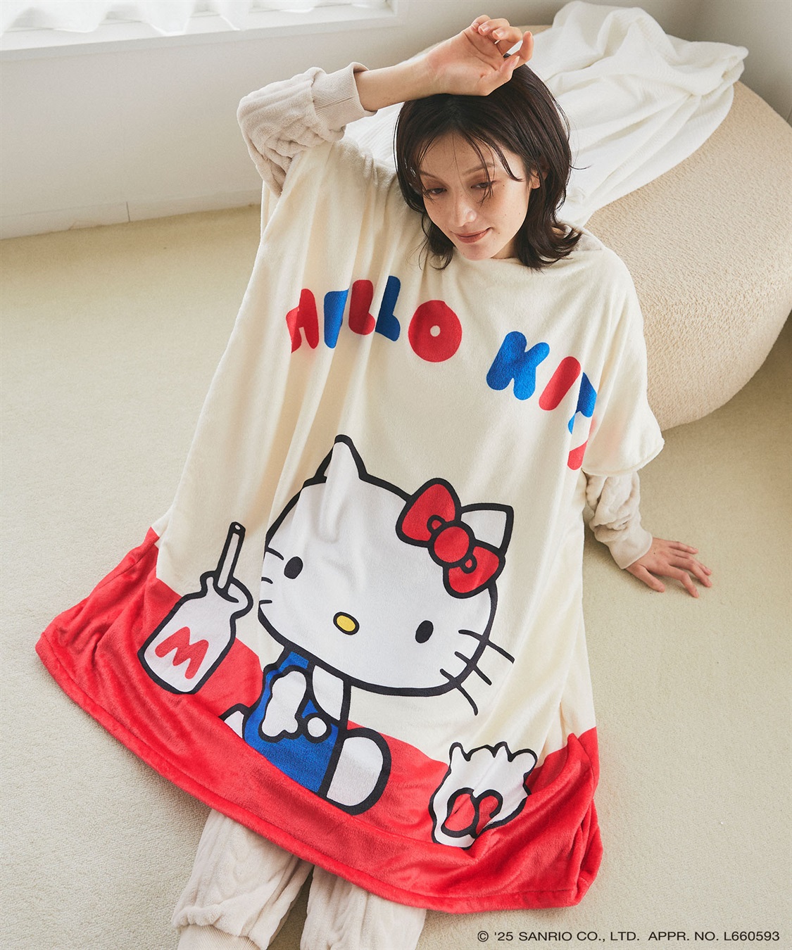 Life Style by cross marche 【sanrio characters】HELLO KITTY/ハローキティあったか着るフリース毛布ウェア《サンリオキャラクターズ》_sub_5