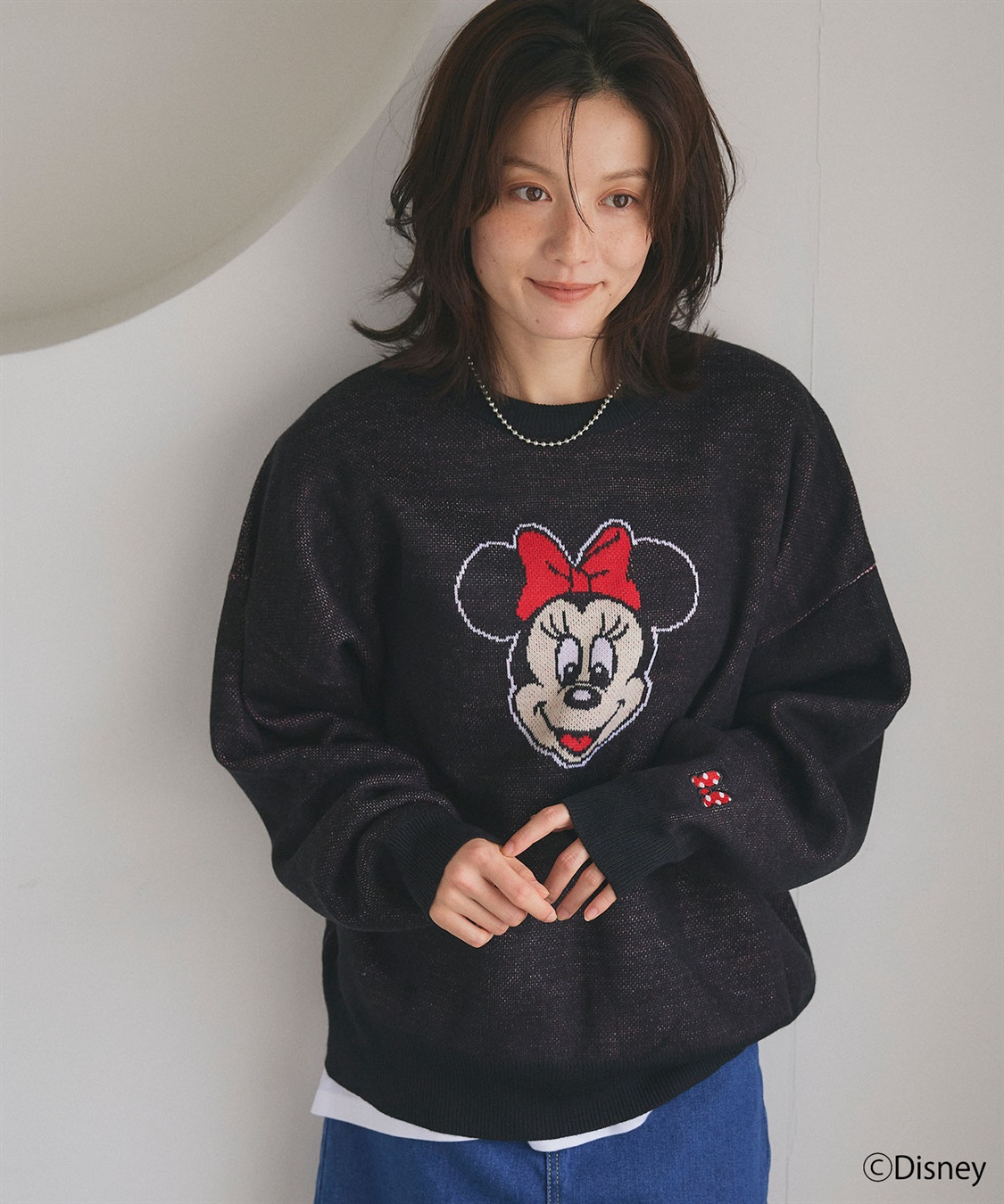chara station 【Disney/ディズニー】Minnie Mouse/ミニーマウス/ジャガードニットプルオーバー_sub_1