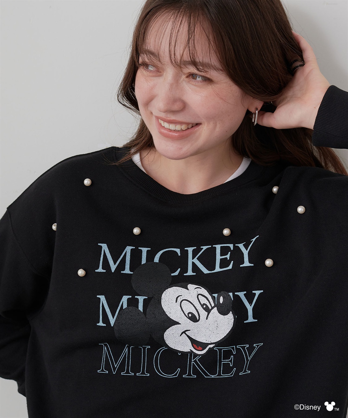 Life Style by cross marche 【Disney/ディズニー】Mickey Mouse/ミッキーマウスパール付き裏毛ドロップショルダープリントスウェットプルオーバー_sub_5