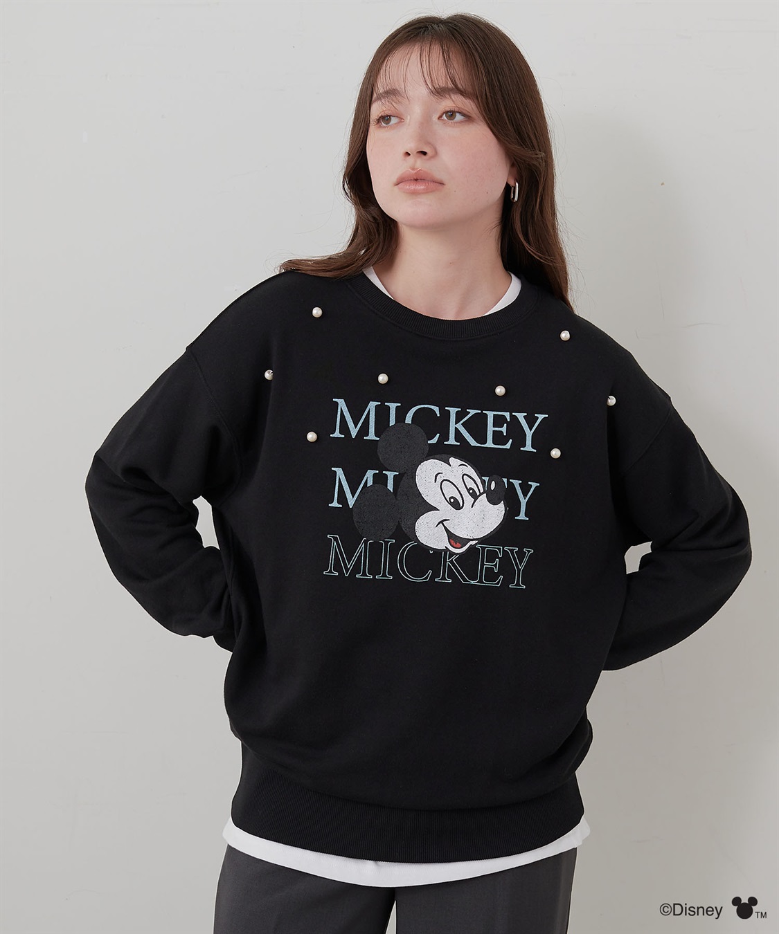 Life Style by cross marche 【Disney/ディズニー】Mickey Mouse/ミッキーマウスパール付き裏毛ドロップショルダープリントスウェットプルオーバー_sub_6