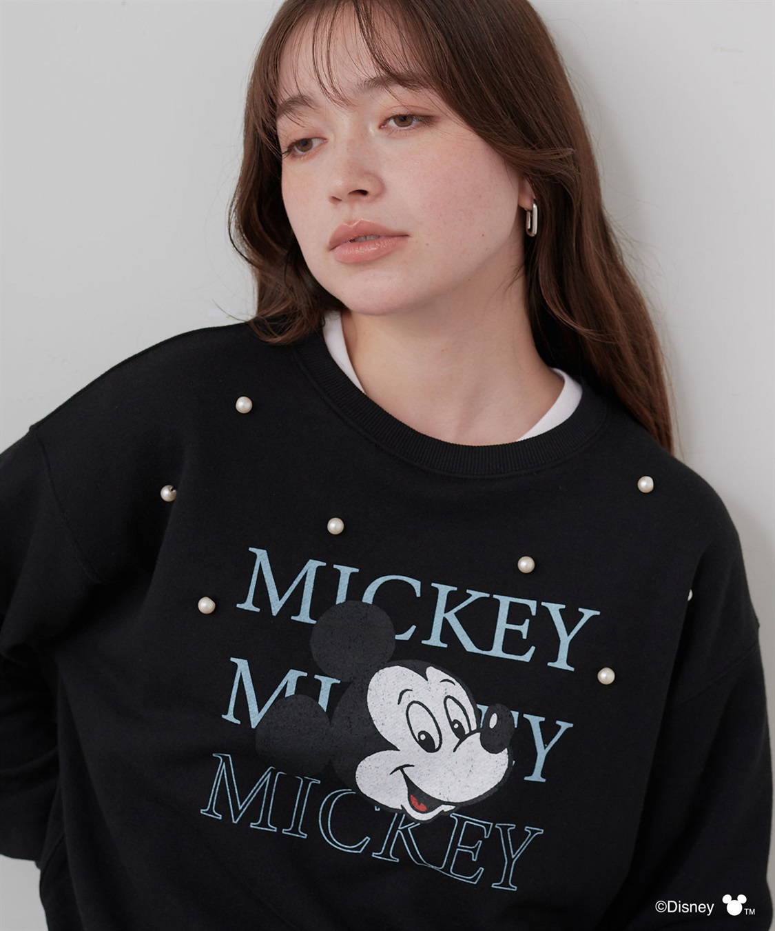 Life Style by cross marche 【Disney/ディズニー】Mickey Mouse/ミッキーマウスパール付き裏毛ドロップショルダープリントスウェットプルオーバー_sub_7