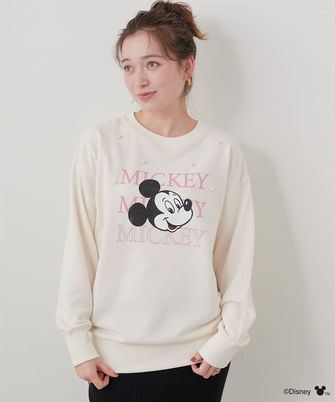 Life Style by cross marche 【Disney/ディズニー】Mickey Mouse/ミッキーマウスパール付き裏毛ドロップショルダープリントスウェットプルオーバー_sub_13