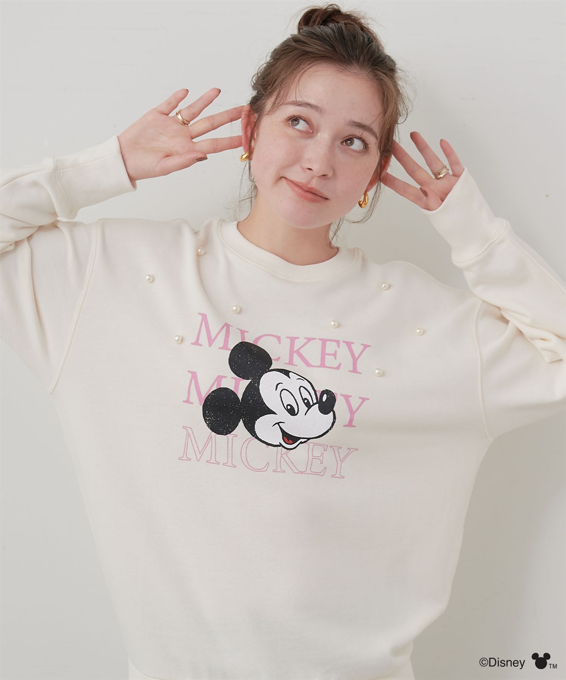 Life Style by cross marche 【Disney/ディズニー】Mickey Mouse/ミッキーマウスパール付き裏毛ドロップショルダープリントスウェットプルオーバー_sub_15