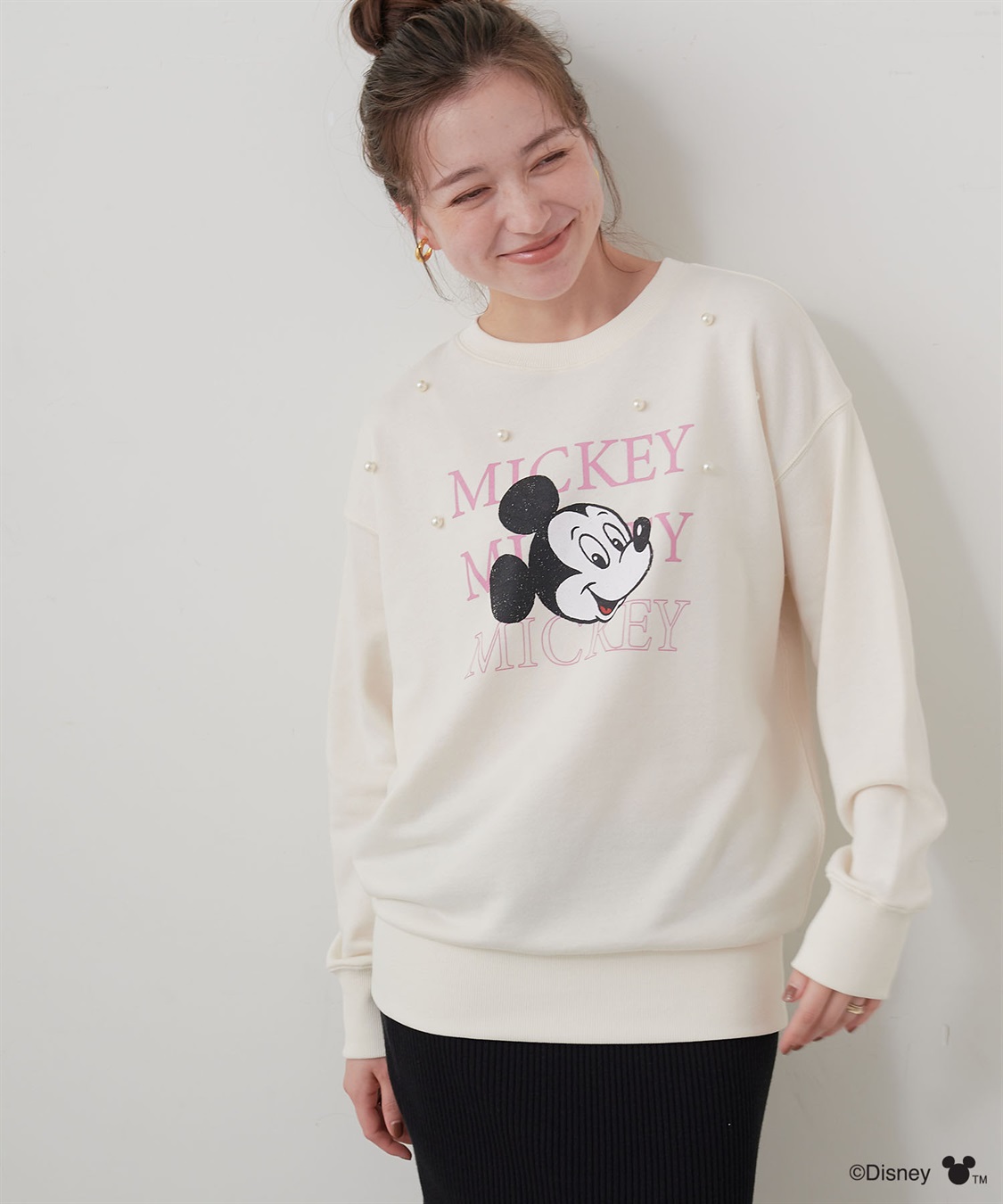 Life Style by cross marche 【Disney/ディズニー】Mickey Mouse/ミッキーマウスパール付き裏毛ドロップショルダープリントスウェットプルオーバー_sub_16
