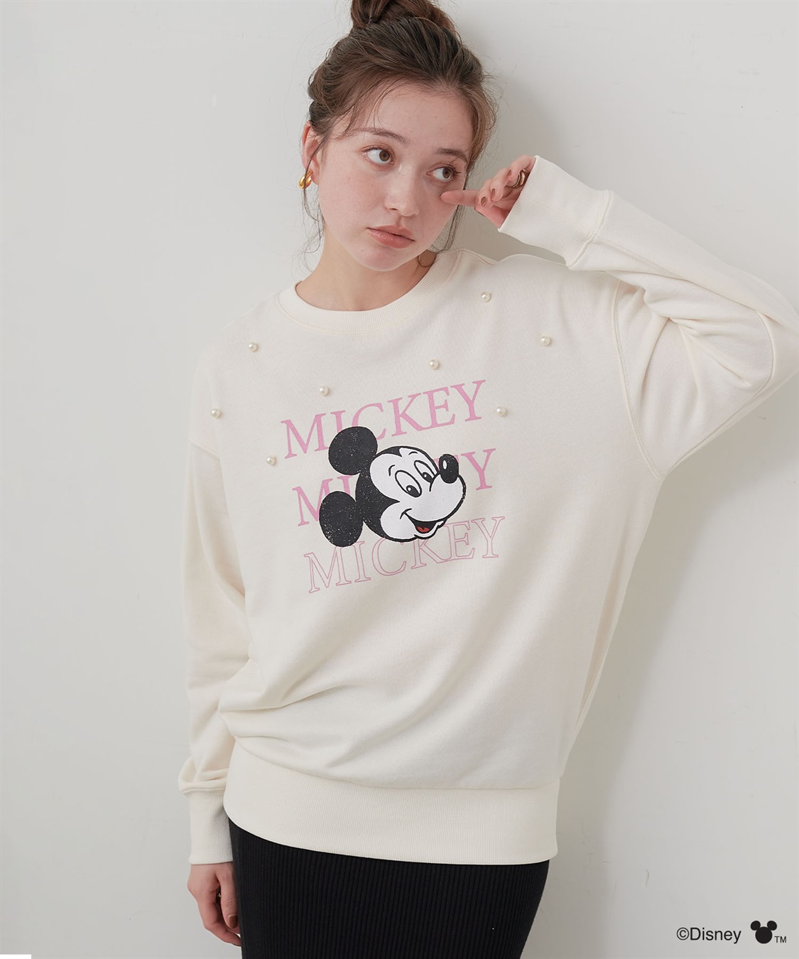 Life Style by cross marche 【Disney/ディズニー】Mickey Mouse/ミッキーマウスパール付き裏毛ドロップショルダープリントスウェットプルオーバー_sub_17