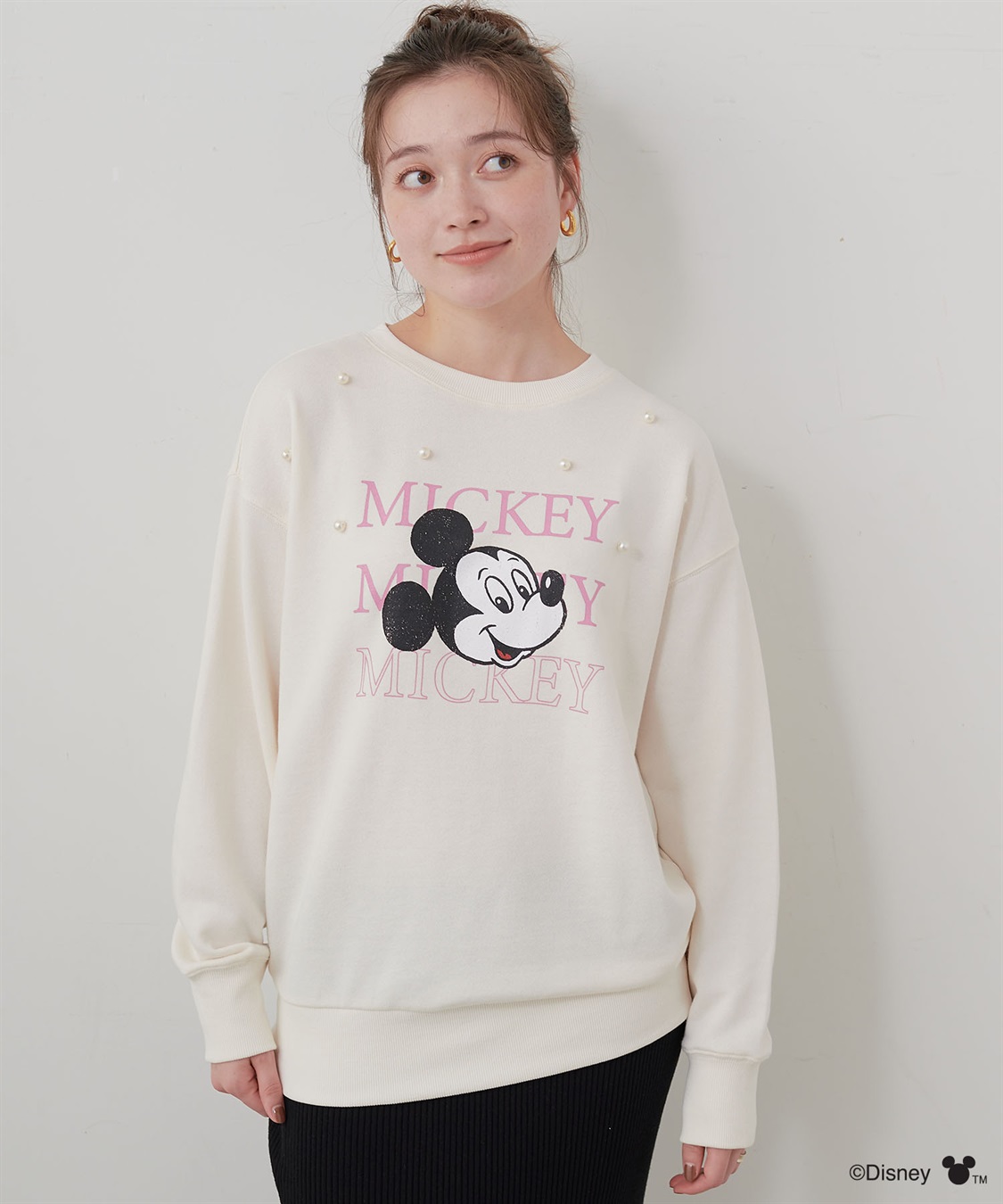 Life Style by cross marche 【Disney/ディズニー】Mickey Mouse/ミッキーマウスパール付き裏毛ドロップショルダープリントスウェットプルオーバー_sub_18