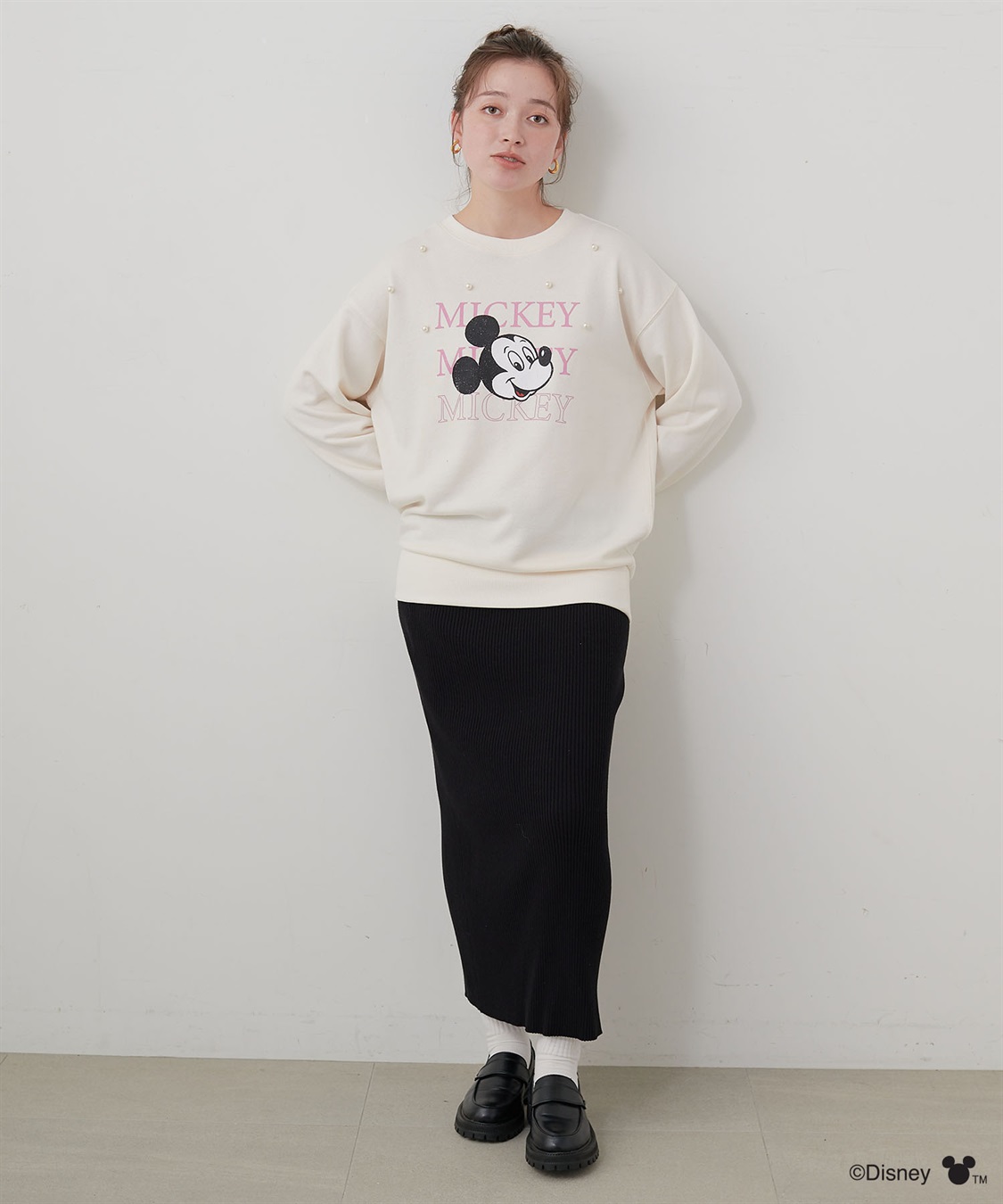 Life Style by cross marche 【Disney/ディズニー】Mickey Mouse/ミッキーマウスパール付き裏毛ドロップショルダープリントスウェットプルオーバー_sub_19