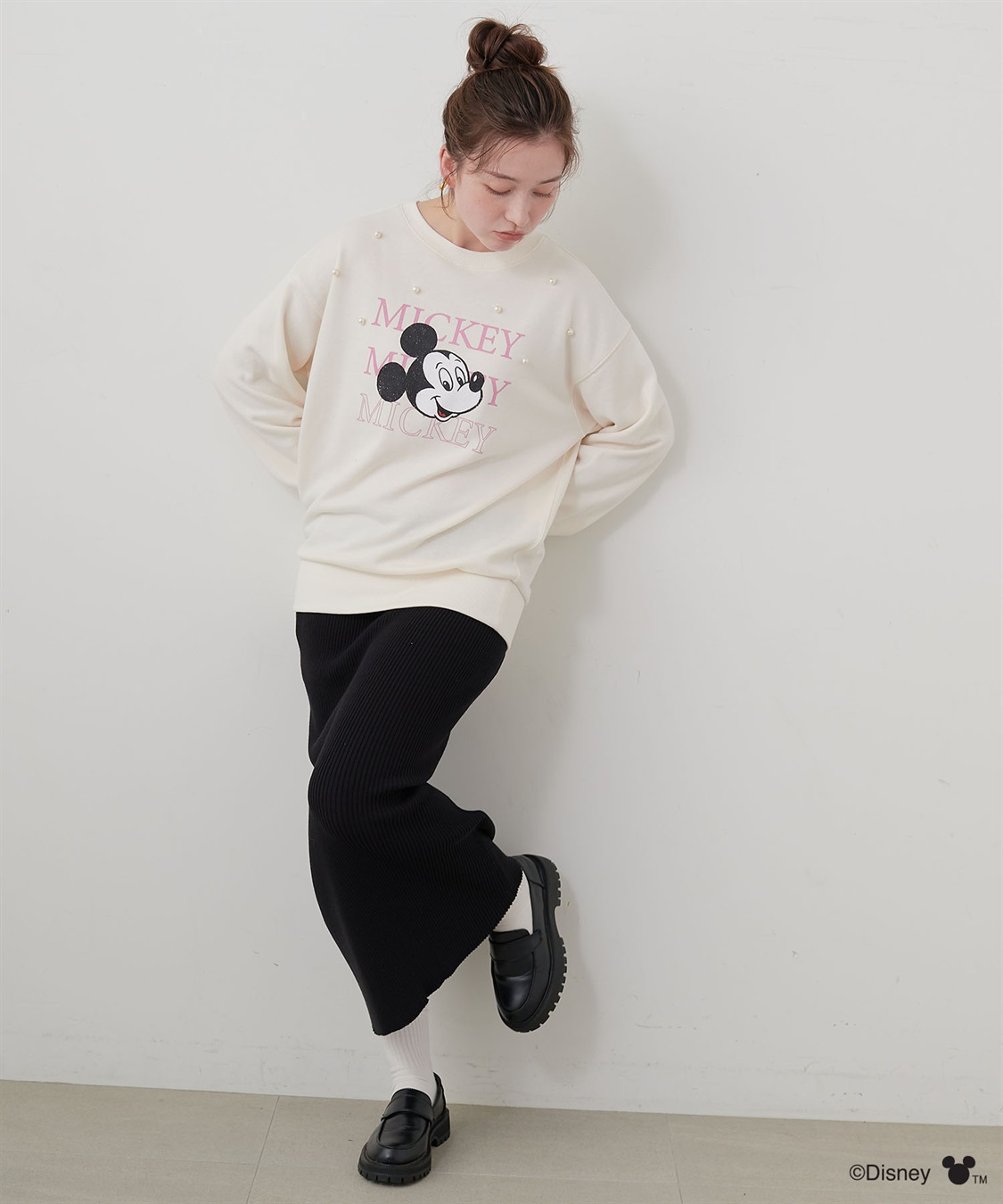 Life Style by cross marche 【Disney/ディズニー】Mickey Mouse/ミッキーマウスパール付き裏毛ドロップショルダープリントスウェットプルオーバー_sub_20