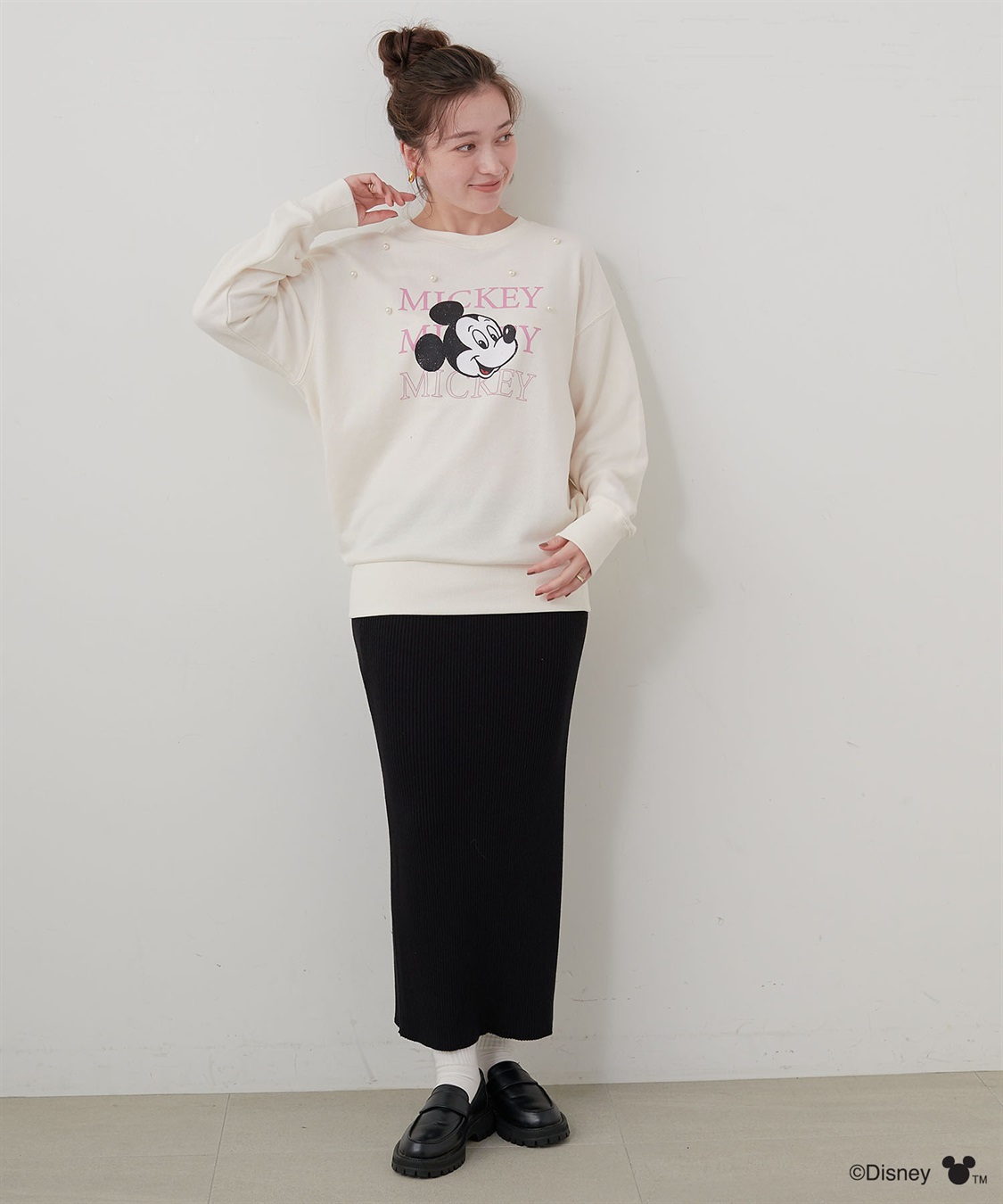 Life Style by cross marche 【Disney/ディズニー】Mickey Mouse/ミッキーマウスパール付き裏毛ドロップショルダープリントスウェットプルオーバー_sub_22