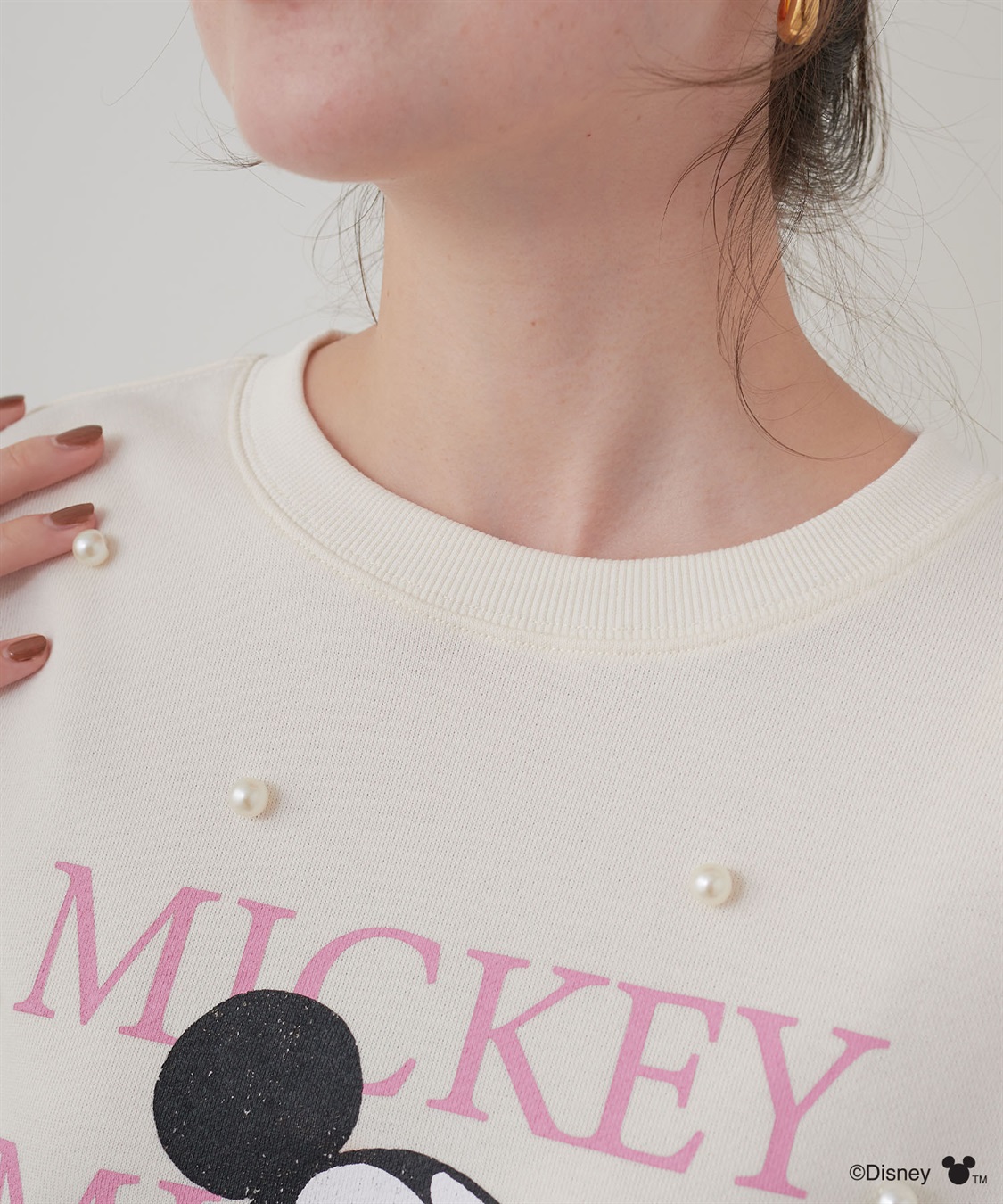 Life Style by cross marche 【Disney/ディズニー】Mickey Mouse/ミッキーマウスパール付き裏毛ドロップショルダープリントスウェットプルオーバー_sub_23
