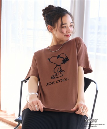 chara station 【PEANUTS/ピーナッツ】SNOOPY/スヌーピー「JOE COOL」フロッキープリントTシャツ_subthumb_1