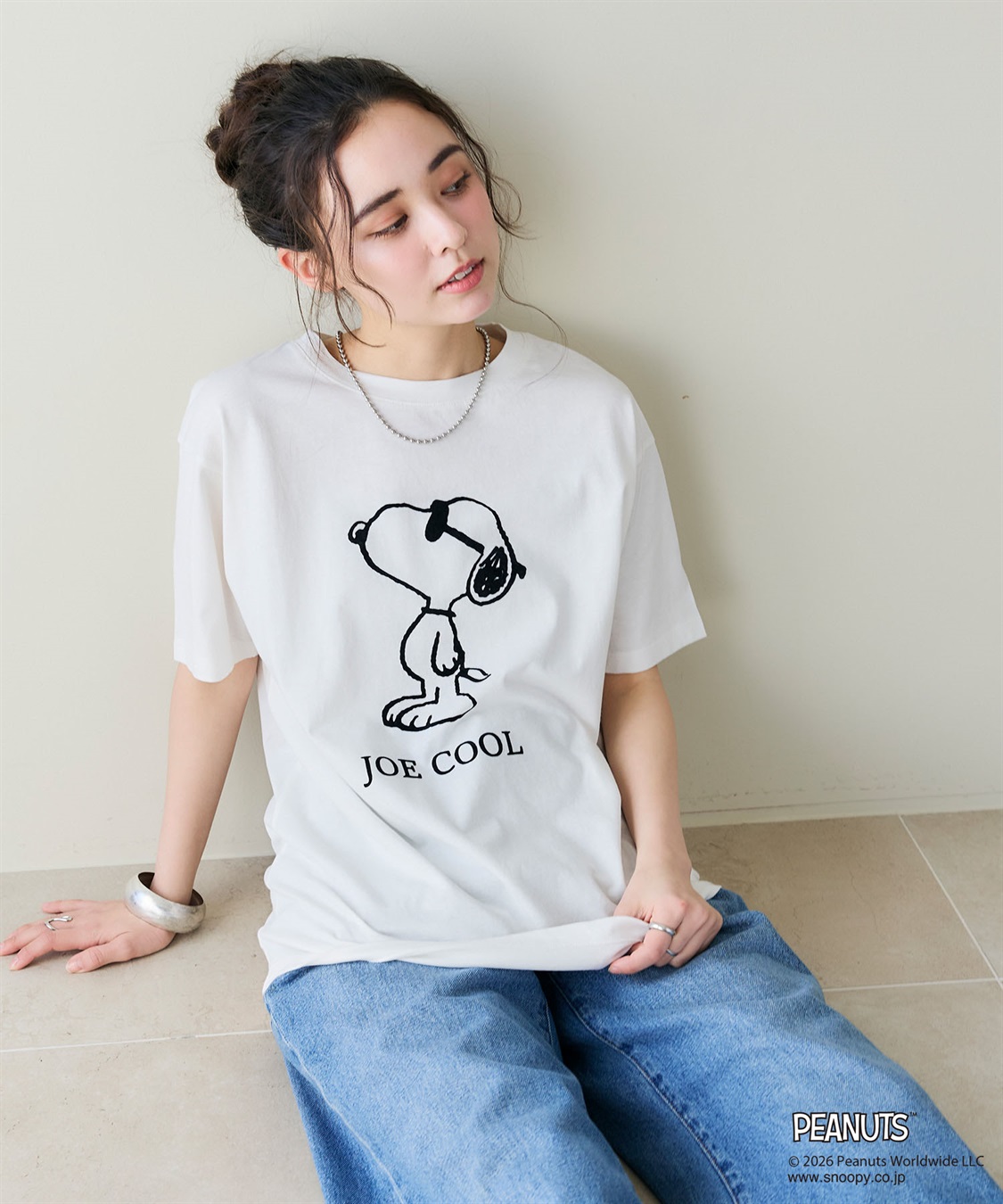 chara station 【PEANUTS/ピーナッツ】SNOOPY/スヌーピー「JOE COOL」フロッキープリントTシャツ_sub_2