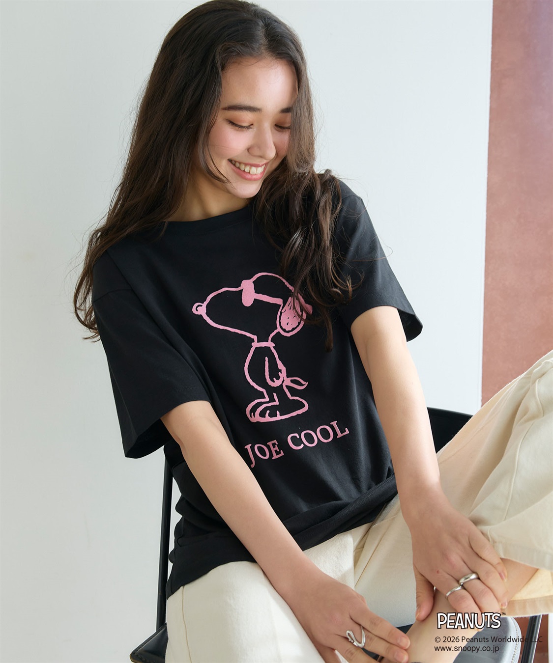 chara station 【PEANUTS/ピーナッツ】SNOOPY/スヌーピー「JOE COOL」フロッキープリントTシャツ_sub_3