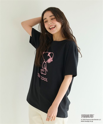 chara station 【PEANUTS/ピーナッツ】SNOOPY/スヌーピー「JOE COOL」フロッキープリントTシャツ_subthumb_5