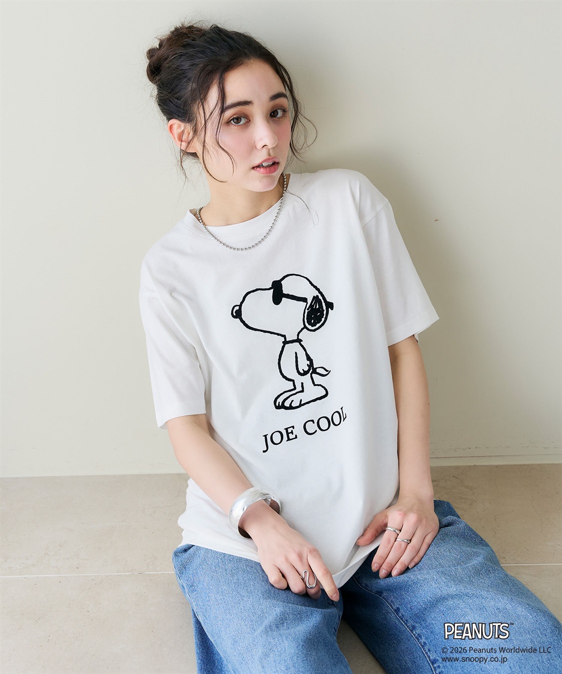 chara station 【PEANUTS/ピーナッツ】SNOOPY/スヌーピー「JOE COOL」フロッキープリントTシャツ_sub_15