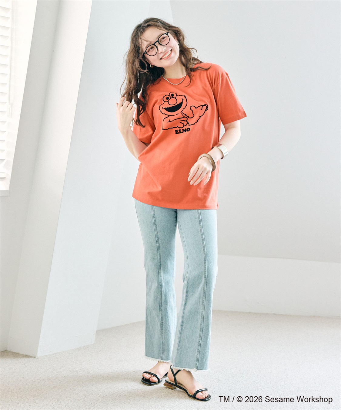 chara station 【セサミストリート/SESAME STREET】エルモ/ELMOフロッキープリント半袖Tシャツ_sub_8
