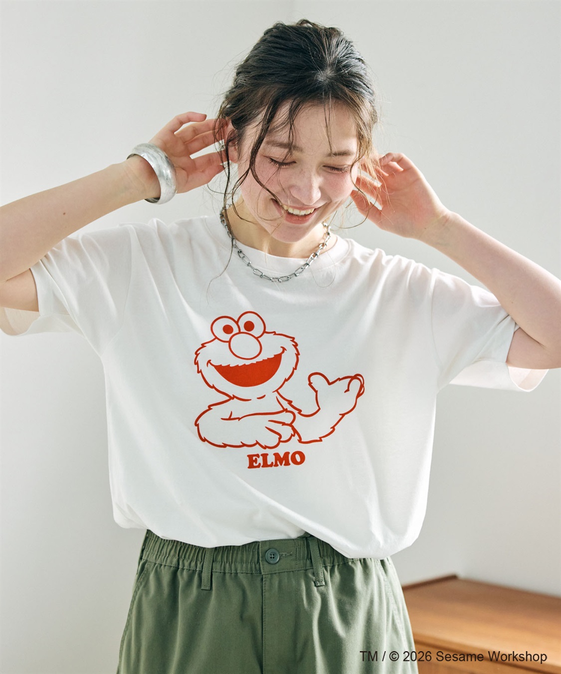 chara station 【セサミストリート/SESAME STREET】エルモ/ELMOフロッキープリント半袖Tシャツ_sub_10