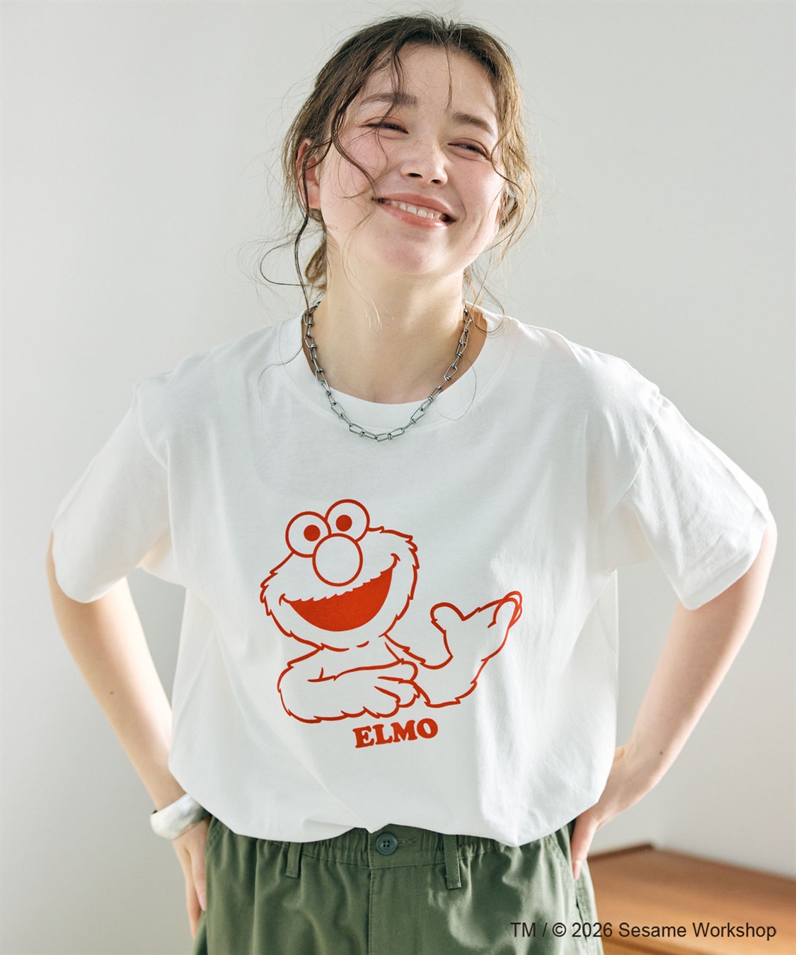 chara station 【セサミストリート/SESAME STREET】エルモ/ELMOフロッキープリント半袖Tシャツ_sub_11