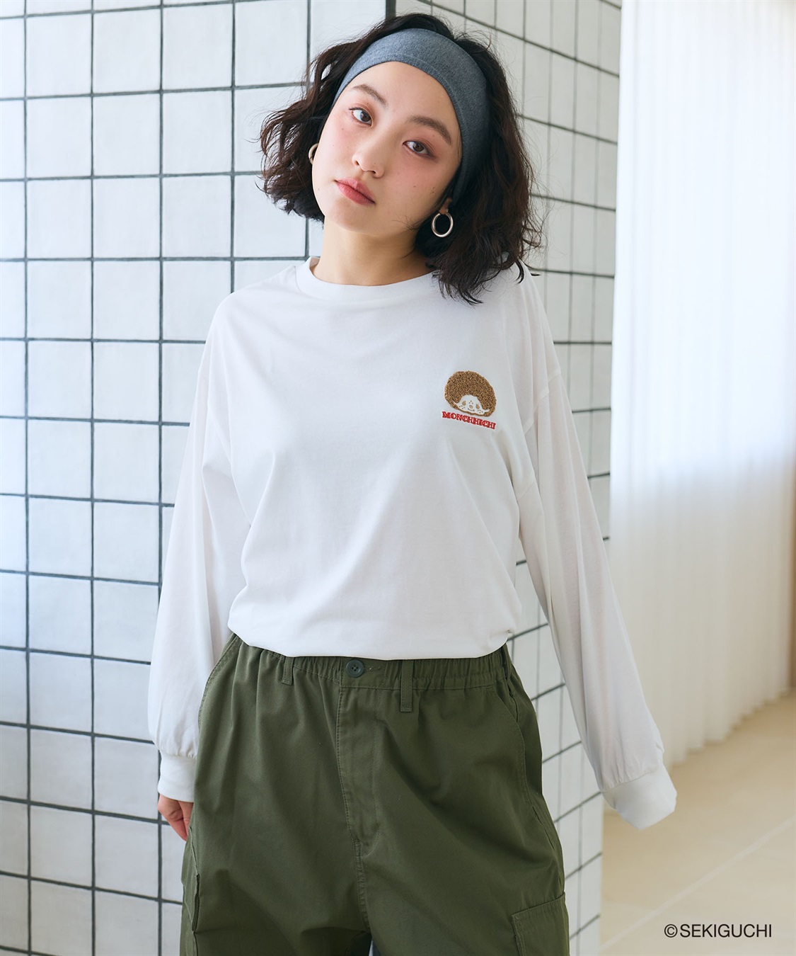 chara station 【モンチッチ】ワンポイント刺繍ロンT_sub_4