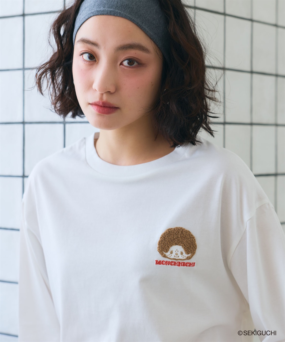 chara station 【モンチッチ】ワンポイント刺繍ロンT_sub_6