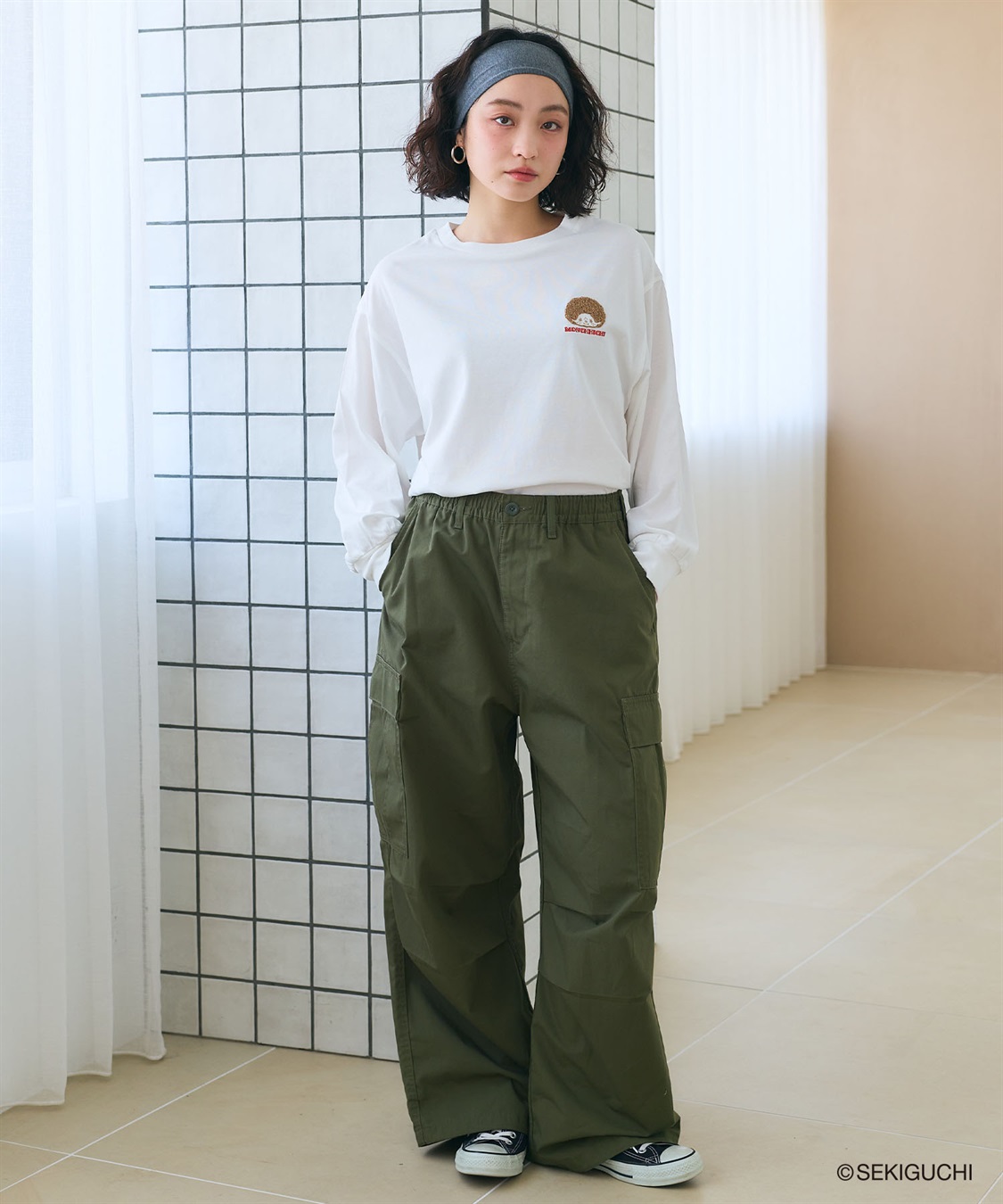 chara station 【モンチッチ】ワンポイント刺繍ロンT_sub_7