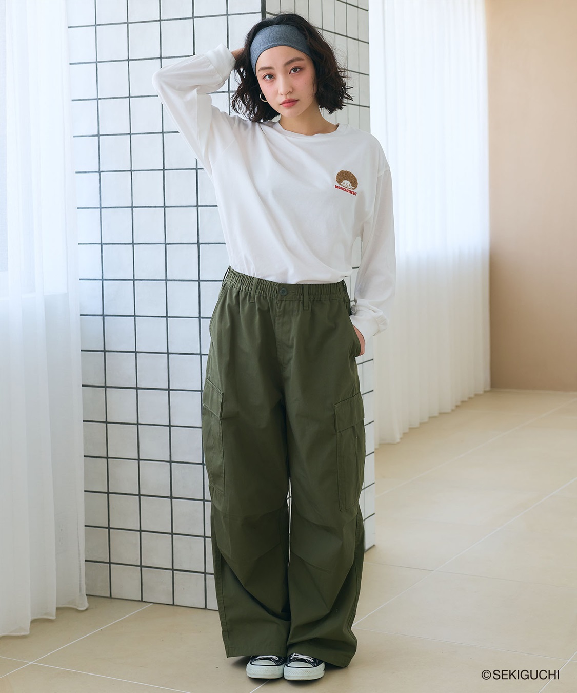 chara station 【モンチッチ】ワンポイント刺繍ロンT_sub_9