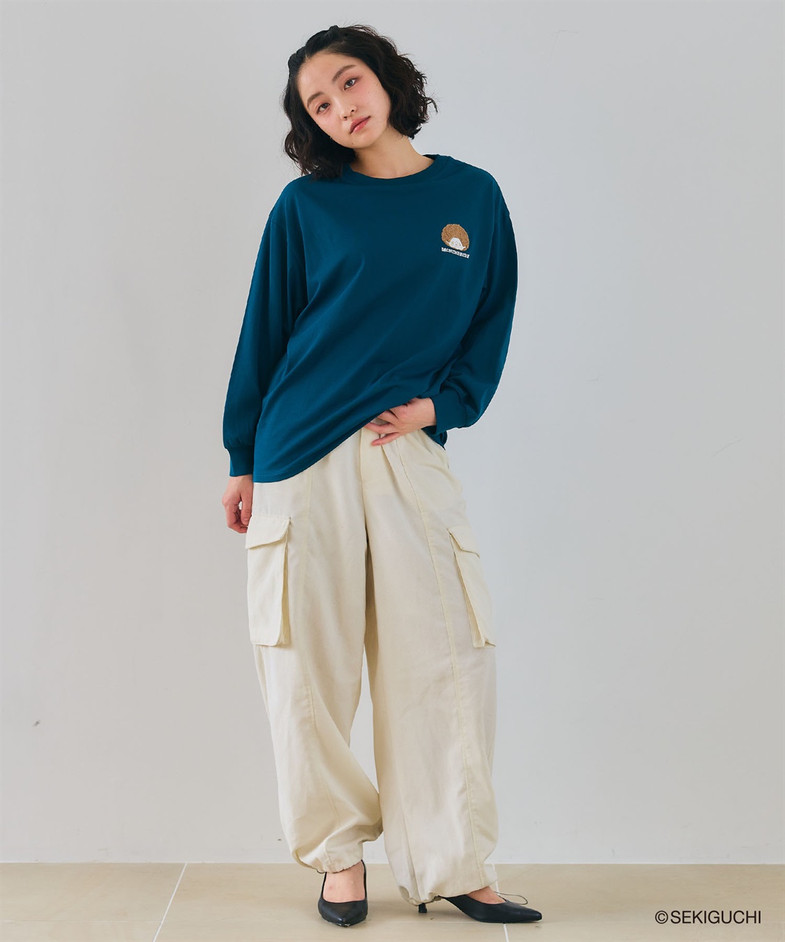 chara station 【モンチッチ】ワンポイント刺繍ロンT_sub_23