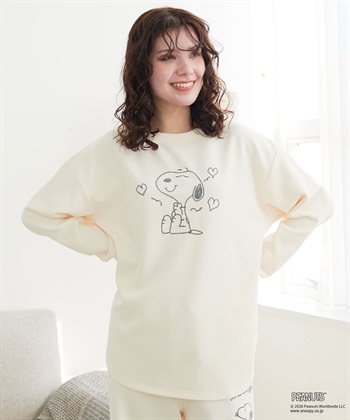 Life Style by cross marche 【PEANUTS/ピーナッツ】SNOOPY/スヌーピーワッフル刺繍ルームウェアトップス/パジャマ（上下別売り）（2026SS）_subthumb_3