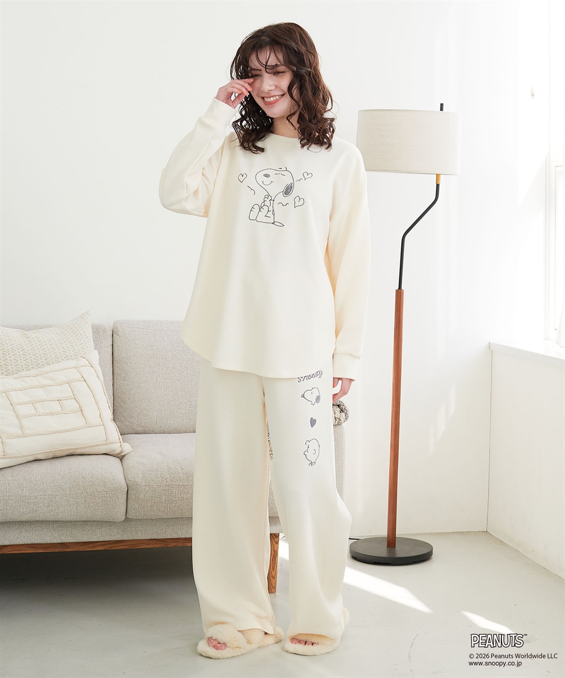 Life Style by cross marche 【PEANUTS/ピーナッツ】SNOOPY/スヌーピーワッフル刺繍ルームウェアトップス/パジャマ（上下別売り）（2026SS）_sub_5
