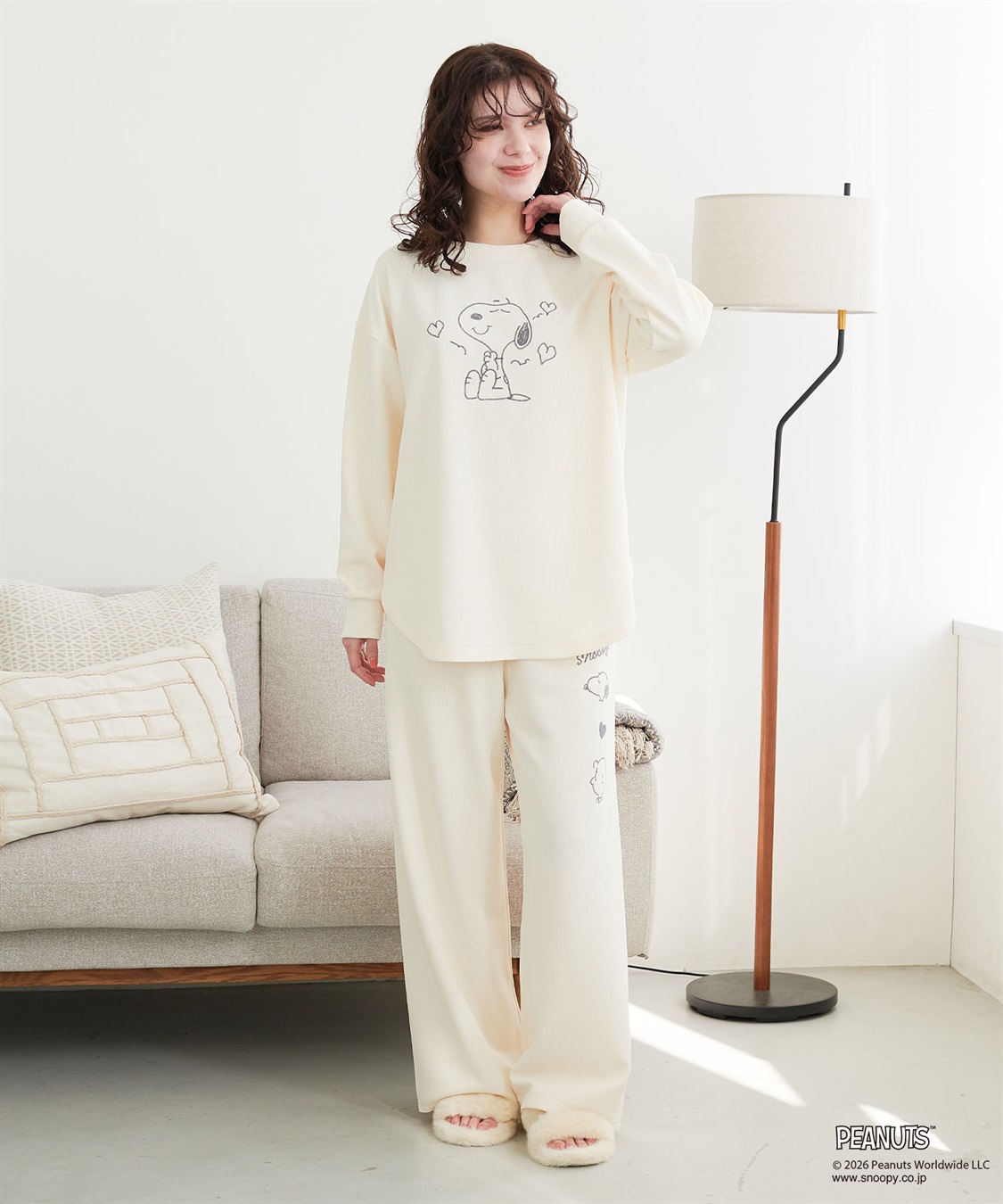 Life Style by cross marche 【PEANUTS/ピーナッツ】SNOOPY/スヌーピーワッフル刺繍ルームウェアトップス/パジャマ（上下別売り）（2026SS）_sub_7