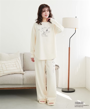 Life Style by cross marche 【PEANUTS/ピーナッツ】SNOOPY/スヌーピーワッフル刺繍ルームウェアトップス/パジャマ（上下別売り）（2026SS）_subthumb_7