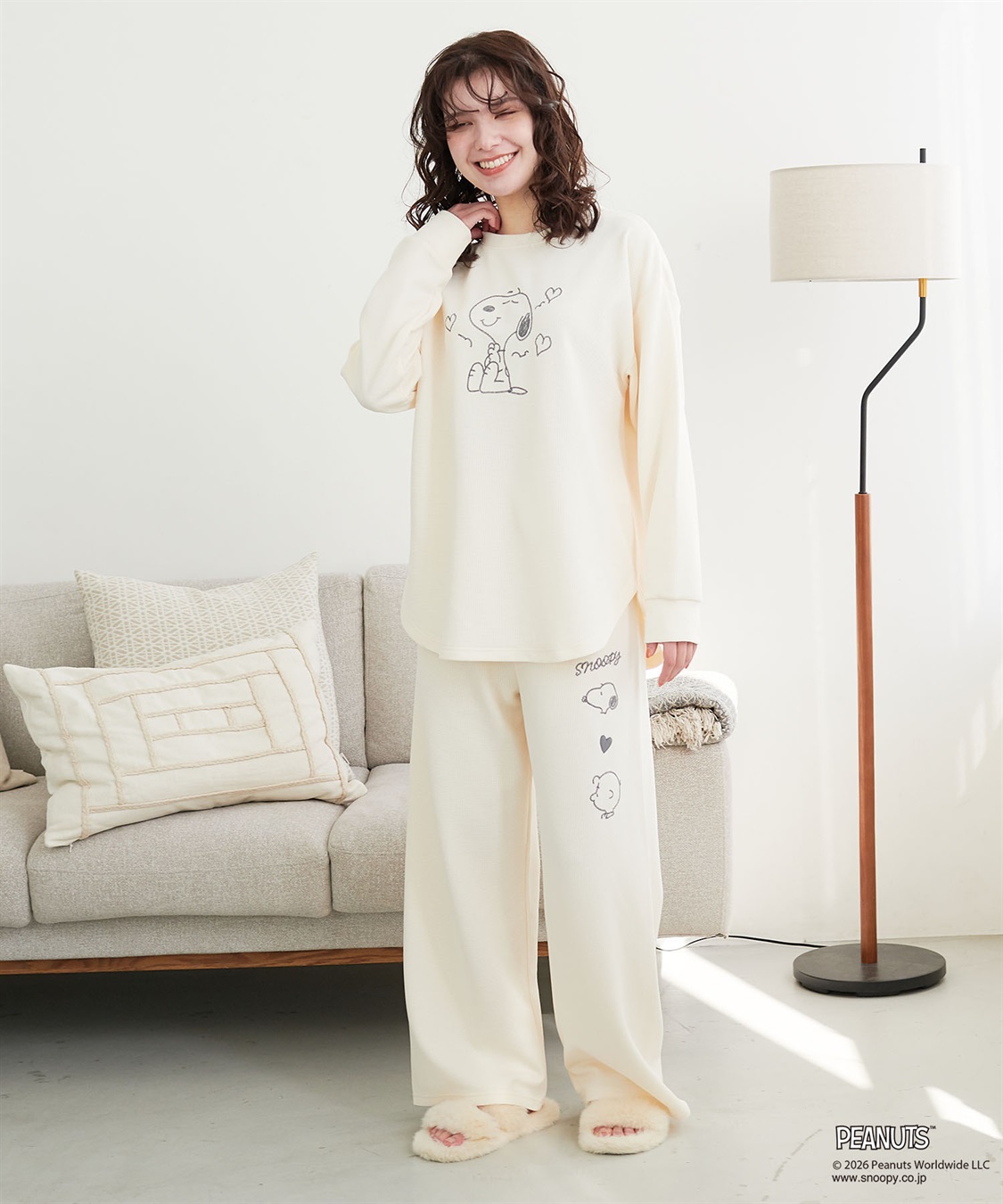 Life Style by cross marche 【PEANUTS/ピーナッツ】SNOOPY/スヌーピーワッフル刺繍ルームウェアトップス/パジャマ（上下別売り）（2026SS）_sub_8