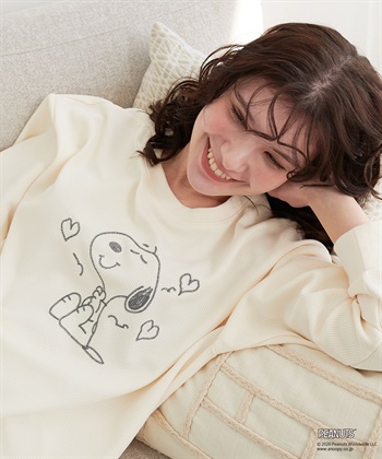 Life Style by cross marche 【PEANUTS/ピーナッツ】SNOOPY/スヌーピーワッフル刺繍ルームウェアトップス/パジャマ（上下別売り）（2026SS）_subthumb_11