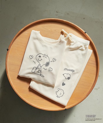 Life Style by cross marche 【PEANUTS/ピーナッツ】SNOOPY/スヌーピーワッフル刺繍ルームウェアトップス/パジャマ（上下別売り）（2026SS）_subthumb_12