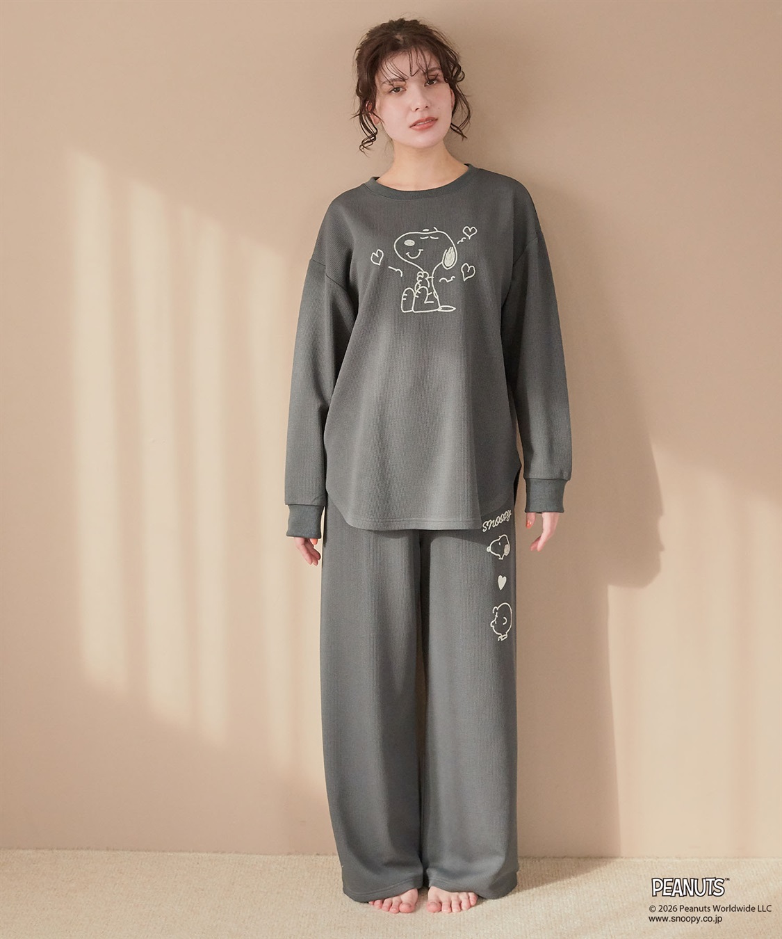 Life Style by cross marche 【PEANUTS/ピーナッツ】SNOOPY/スヌーピーワッフル刺繍ルームウェアトップス/パジャマ（上下別売り）（2026SS）_sub_15