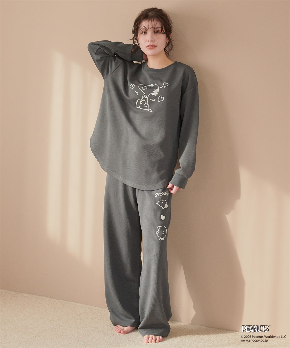 Life Style by cross marche 【PEANUTS/ピーナッツ】SNOOPY/スヌーピーワッフル刺繍ルームウェアトップス/パジャマ（上下別売り）（2026SS）_sub_18