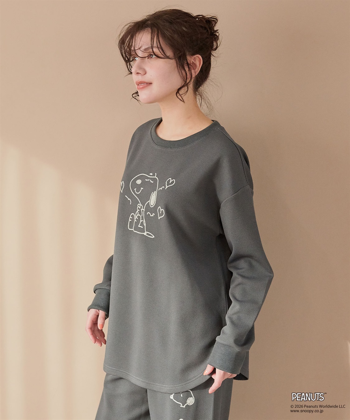 Life Style by cross marche 【PEANUTS/ピーナッツ】SNOOPY/スヌーピーワッフル刺繍ルームウェアトップス/パジャマ（上下別売り）（2026SS）_sub_21