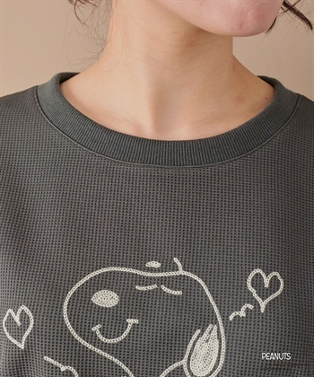 Life Style by cross marche 【PEANUTS/ピーナッツ】SNOOPY/スヌーピーワッフル刺繍ルームウェアトップス/パジャマ（上下別売り）（2026SS）_subthumb_23