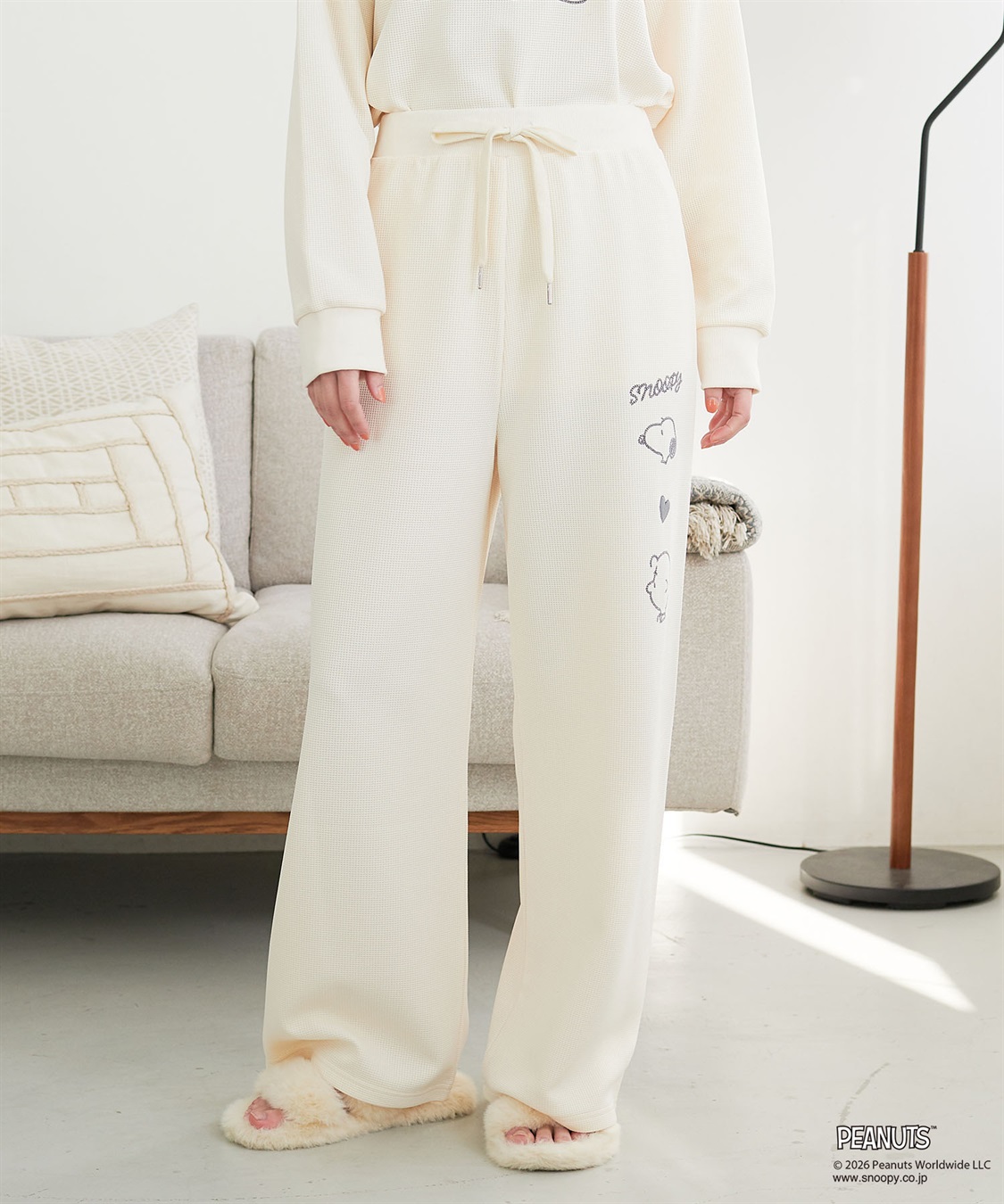 Life Style by cross marche 【PEANUTS/ピーナッツ】SNOOPY/スヌーピーワッフル刺繍ルームウェアパンツ/パジャマ（上下別売り）（2026SS）_sub_3