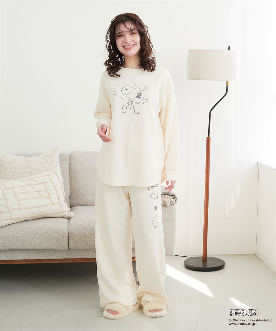 Life Style by cross marche 【PEANUTS/ピーナッツ】SNOOPY/スヌーピーワッフル刺繍ルームウェアパンツ/パジャマ（上下別売り）（2026SS）_sub_9