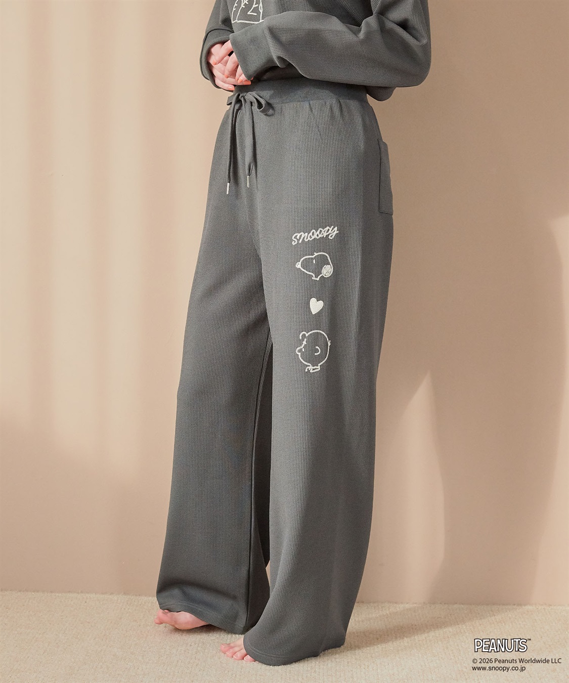 Life Style by cross marche 【PEANUTS/ピーナッツ】SNOOPY/スヌーピーワッフル刺繍ルームウェアパンツ/パジャマ（上下別売り）（2026SS）_sub_12