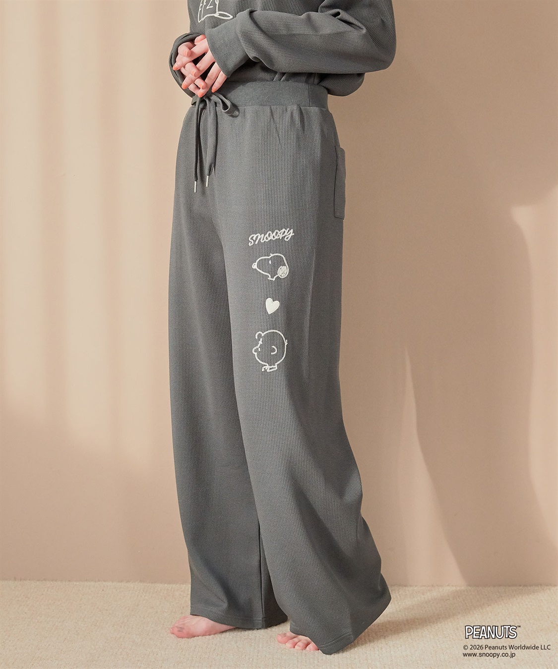 Life Style by cross marche 【PEANUTS/ピーナッツ】SNOOPY/スヌーピーワッフル刺繍ルームウェアパンツ/パジャマ（上下別売り）（2026SS）_sub_13