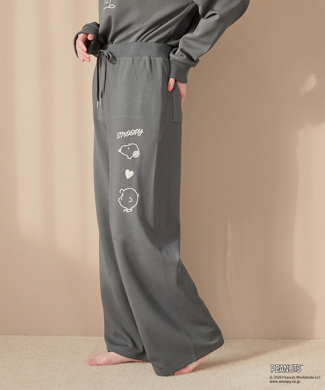 Life Style by cross marche 【PEANUTS/ピーナッツ】SNOOPY/スヌーピーワッフル刺繍ルームウェアパンツ/パジャマ（上下別売り）（2026SS）_sub_15